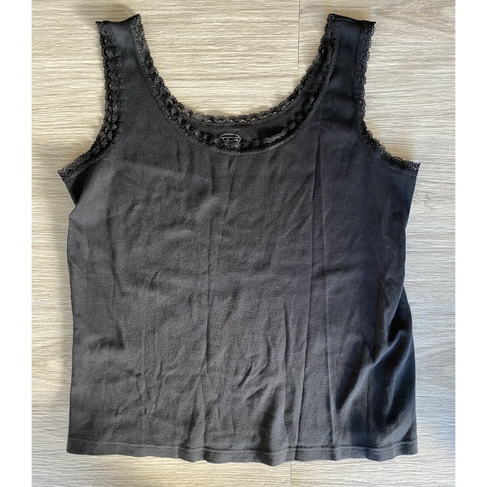 Talbots Black Tank Top Size XL Lace Trimmed